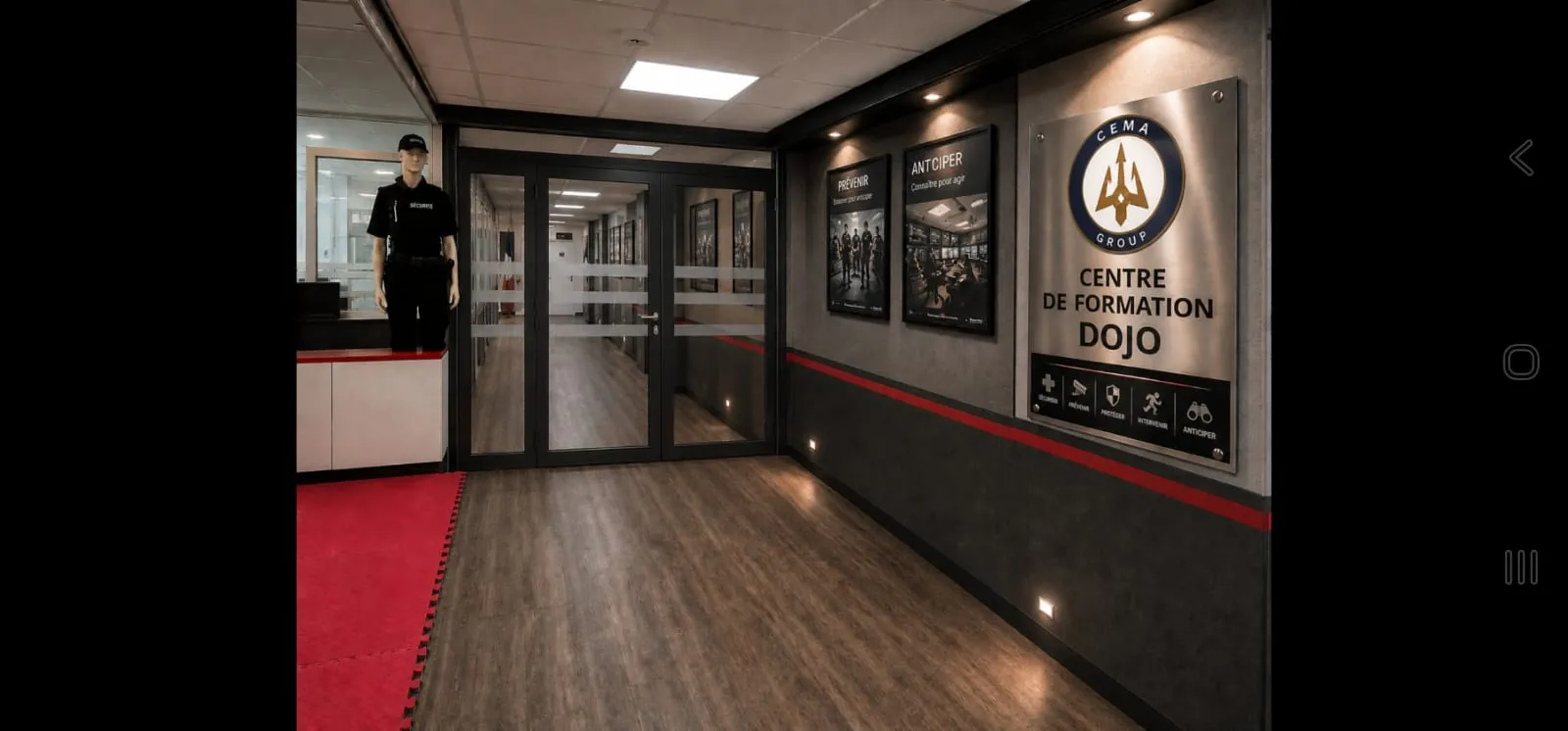 Entrée et couloir du centre de formation
